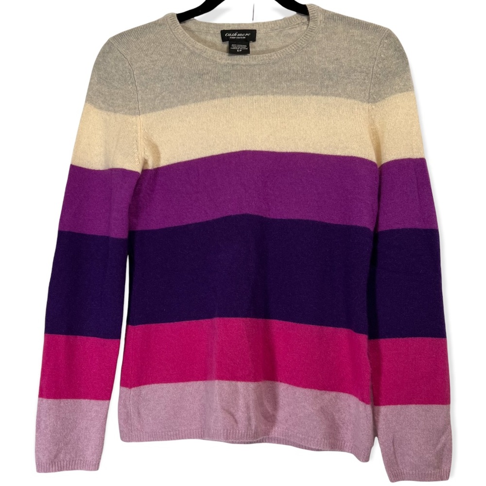 lord & taylor 100% cashmere Colorblock stripe sweatshirt